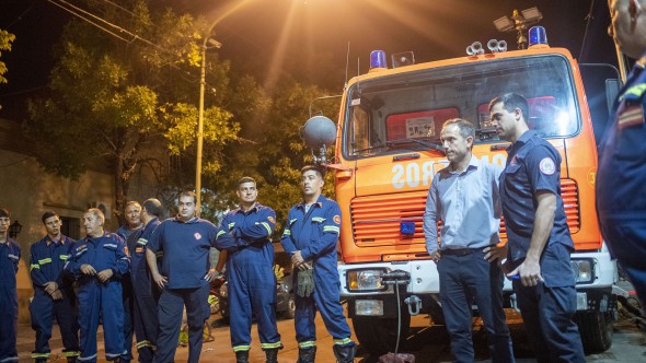 Abella acompañó una capacitación del cuerpo de Bomberos Voluntarios